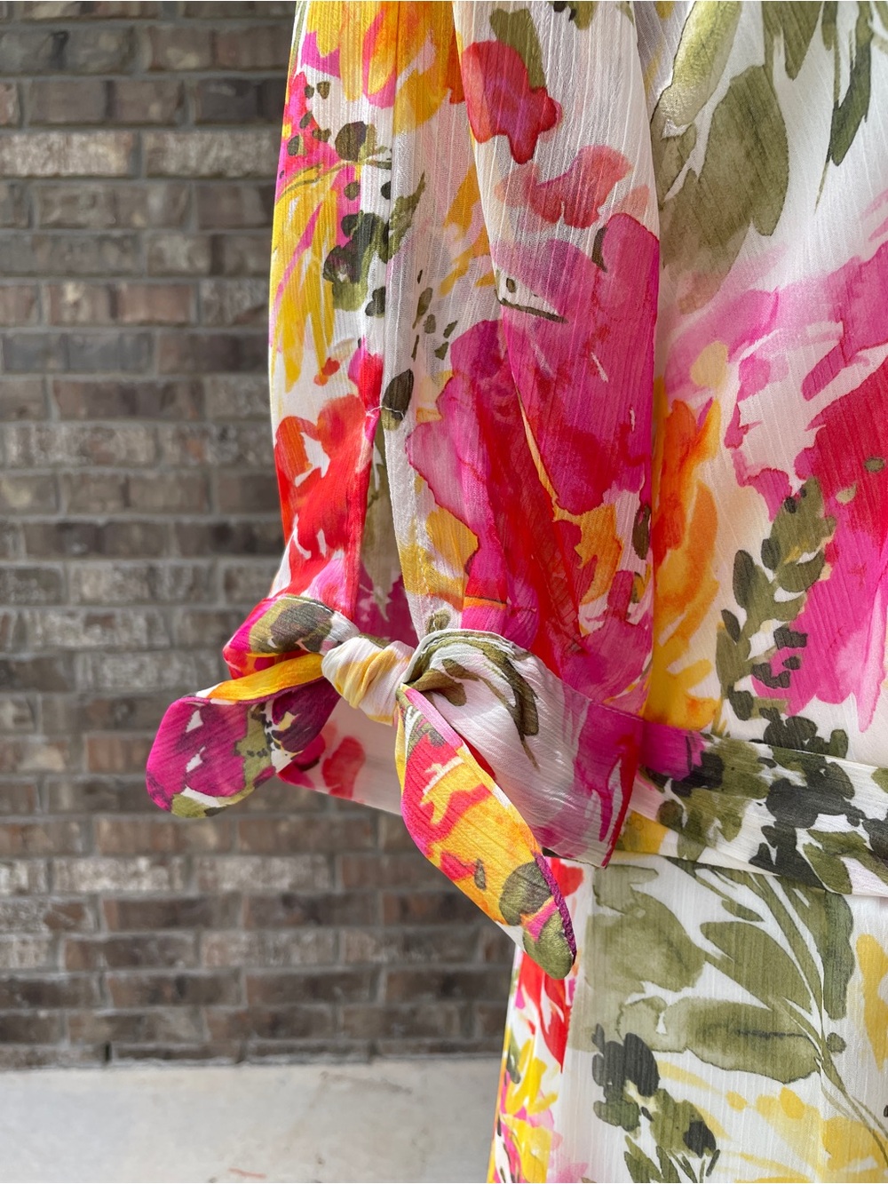 Calvin Klein Pink, Yellow & Green Floral Midi Dress - Picture 5 of 5